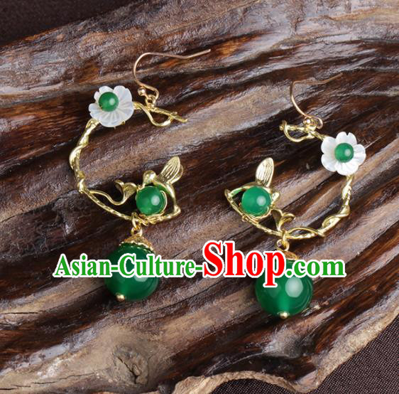 Chinese National Hanfu Classical Golden Earrings Traditional Ear Jewelry Accessories for Women Chinese National Hanfu Classical Golden Earrings Traditional Ear Jewelry Accessories for Women