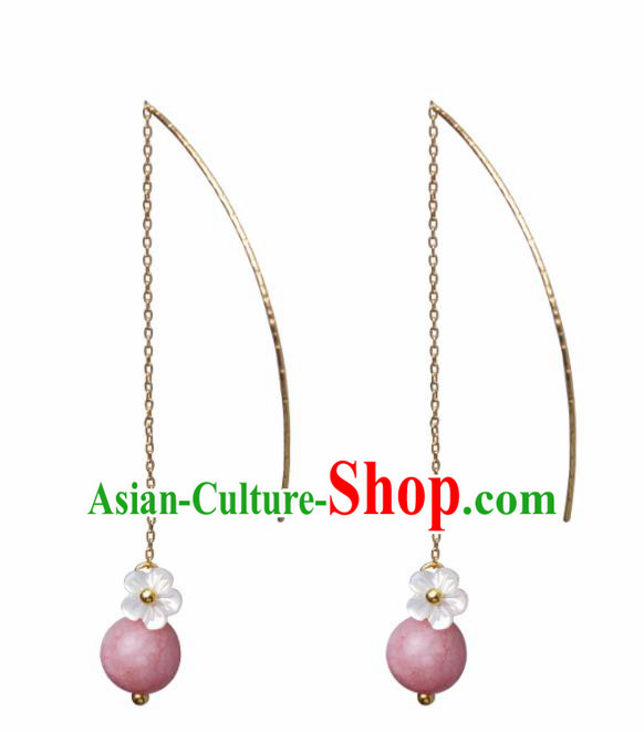 Chinese National Hanfu Classical Pink Earrings Traditional Ear Jewelry Accessories for Women Chinese National Hanfu Classical Pink Earrings Traditional Ear Jewelry Accessories for Women