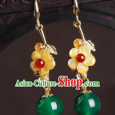Chinese National Classical Hanfu Yellow Flower Earrings Traditional Jewelry Accessories for Women