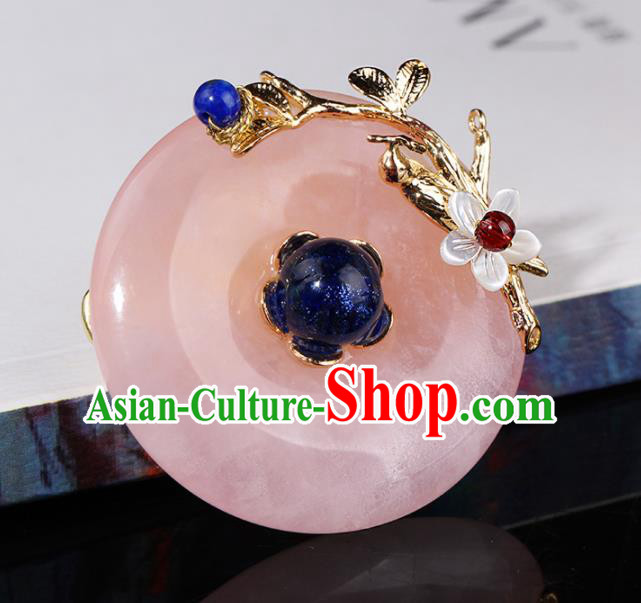 Chinese Traditional Jewelry Accessories National Hanfu Rose Chalcedony Brooch for Women Chinese Traditional Jewelry Accessories National Hanfu Rose Chalcedony Brooch for Women