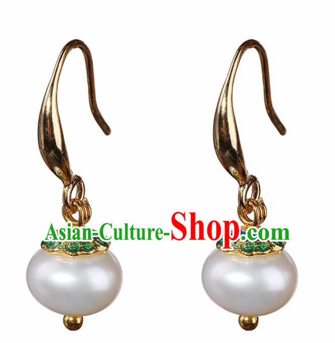 Chinese National Classical Hanfu Pearl Earrings Traditional Jewelry Accessories for Women Chinese National Classical Hanfu Pearl Earrings Traditional Jewelry Accessories for Women