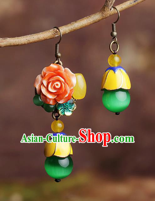 Chinese National Hanfu Classical Irregular Earrings Traditional Ear Jewelry Accessories for Women Chinese National Hanfu Classical Irregular Earrings Traditional Ear Jewelry Accessories for Women