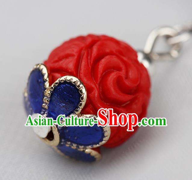 Chinese Yunnan National Classical Red Earrings Traditional Ear Jewelry Accessories for Women Chinese Yunnan National Classical Red Earrings Traditional Ear Jewelry Accessories for Women