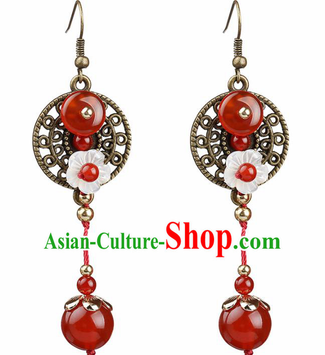 Chinese Yunnan National Classical Agate Earrings Traditional Ear Jewelry Accessories for Women Chinese Yunnan National Classical Agate Earrings Traditional Ear Jewelry Accessories for Women