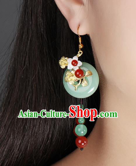 Chinese Yunnan National Classical Jade Earrings Traditional Ear Jewelry Accessories for Women Chinese Yunnan National Classical Jade Earrings Traditional Ear Jewelry Accessories for Women