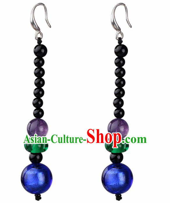 Chinese Yunnan National Classical Beads Earrings Traditional Ear Jewelry Accessories for Women Chinese Yunnan National Classical Beads Earrings Traditional Ear Jewelry Accessories for Women