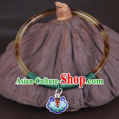 Chinese Traditional Jewelry Accessories Blueing Bangle National Hanfu Ox Horn Bracelet for Women