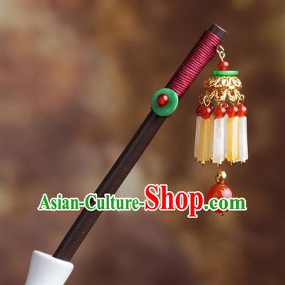 Chinese Traditional Hair Accessories Jade Tassel Hair Clip National Hanfu Hairpins for Women