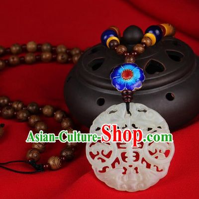 Chinese Yunnan National Jade Necklace Traditional Classical Hanfu Jewelry Accessories for Women