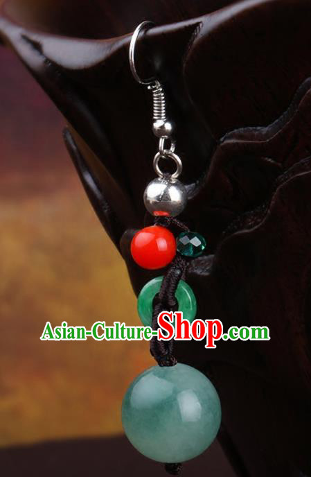 Chinese Yunnan National Classical Jade Earrings Traditional Ear Jewelry Accessories for Women Chinese Yunnan National Classical Jade Earrings Traditional Ear Jewelry Accessories for Women