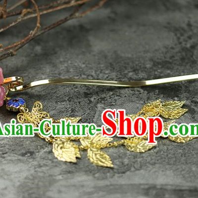 Handmade Chinese Traditional Pink Flower Hairpins Traditional Classical Hanfu Hair Accessories for Women