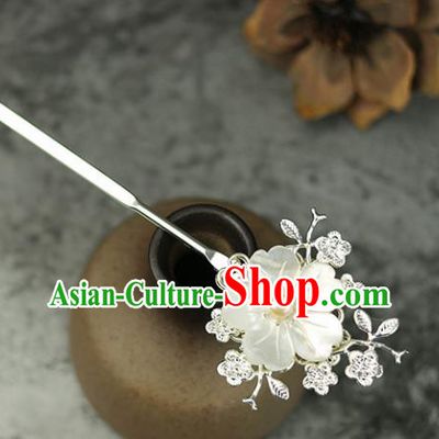 Handmade Chinese Traditional Shell Flower Hairpins Traditional Classical Hanfu Hair Accessories for Women