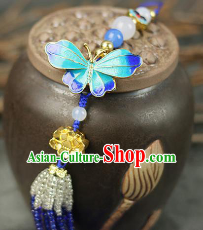Chinese Traditional Blueing Butterfly Pendant Traditional Classical Hanfu Jewelry Accessories for Women Chinese Traditional Blueing Butterfly Pendant Traditional Classical Hanfu Jewelry Accessories for Women