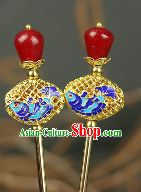 Handmade Chinese Traditional Blueing Hairpins Traditional Classical Hanfu Hair Accessories for Women Handmade Chinese Traditional Blueing Hairpins Traditional Classical Hanfu Hair Accessories for Women