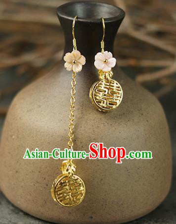 Chinese Handmade Golden Earrings Traditional Classical Hanfu Ear Jewelry Accessories for Women Chinese Handmade Golden Earrings Traditional Classical Hanfu Ear Jewelry Accessories for Women