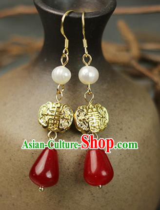 Chinese Handmade Pearl Earrings Traditional Classical Hanfu Ear Jewelry Accessories for Women Chinese Handmade Pearl Earrings Traditional Classical Hanfu Ear Jewelry Accessories for Women
