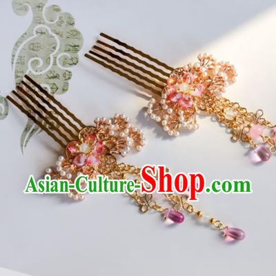 Handmade Chinese Traditional Tassel Hair Combs Ancient Classical Hanfu Hair Accessories for Women