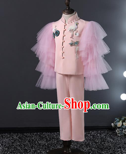 Children Modern Dance Costume Compere Halloween Catwalks Embroidered Pink Suits for Kids Children Modern Dance Costume Compere Halloween Catwalks Embroidered Pink Suits for Kids