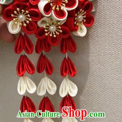 Japanese Traditional Handmade Red Hair Clips Hairpins Asian Japan Classical Kimono Hair Accessories for Women