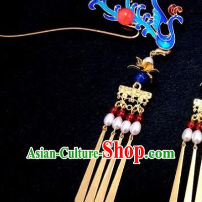 Chinese Ancient Traditional Hanfu Phoenix Hairpins Handmade Classical Hair Accessories for Women