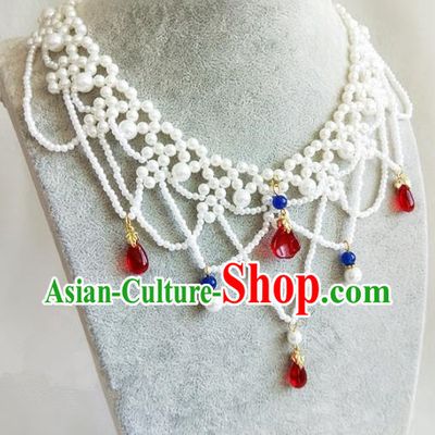 Chinese Traditional Hanfu Beads Necklace Traditional Classical Jewelry Accessories for Women