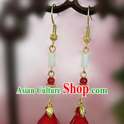 Chinese Ancient Handmade Jade Pearl Earrings Traditional Classical Hanfu Ear Jewelry Accessories for Women