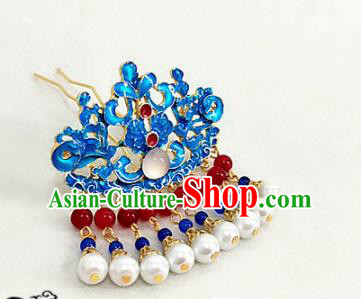 Chinese Traditional Blueing Tassel Hairpins Handmade Classical Hair Accessories for Women Chinese Traditional Blueing Tassel Hairpins Handmade Classical Hair Accessories for Women