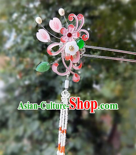 Chinese Ancient Traditional Hanfu Pink Hairpins Handmade Classical Hair Accessories for Women Chinese Ancient Traditional Hanfu Pink Hairpins Handmade Classical Hair Accessories for Women