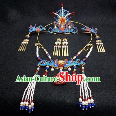 Chinese Ancient Traditional Hanfu Phoenix Coronet Hairpins Handmade Classical Hair Accessories for Women