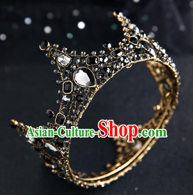 Handmade Top Grade Hair Accessories Baroque Black Royal Crown for Women Handmade Top Grade Hair Accessories Baroque Black Royal Crown for Women