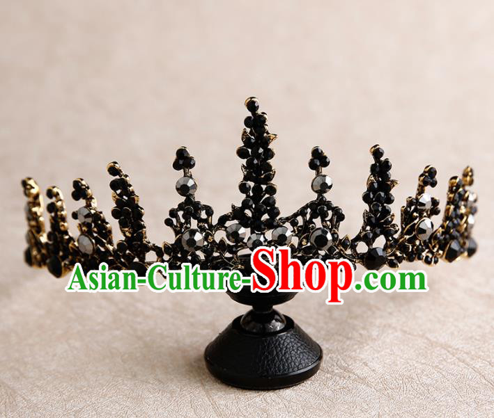 Handmade Top Grade Bride Hair Accessories Baroque Black Royal Crown for Women Handmade Top Grade Bride Hair Accessories Baroque Black Royal Crown for Women
