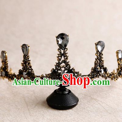 Handmade Top Grade Bride Crystal Royal Crown Hair Accessories Baroque Queen Hair Clasp for Women