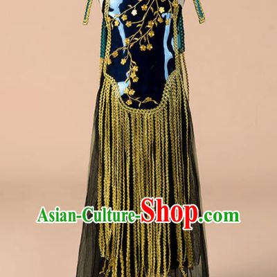 Children Catwalks Costume Girls Compere Modern Dance Black Veil Qipao Dress for Kids