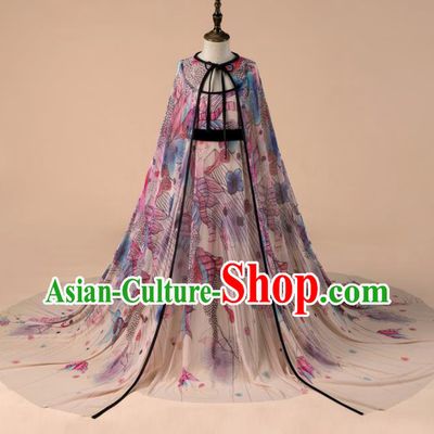 Children Catwalks Costume Girls Compere Modern Dance Veil Full Dress for Kids
