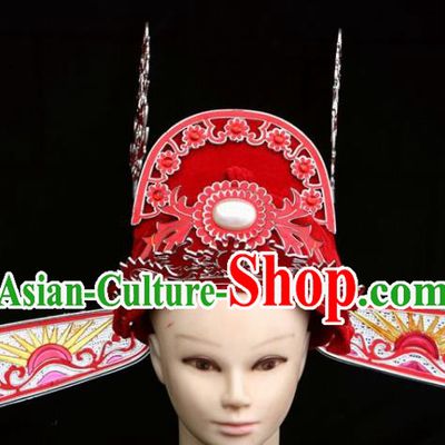 Traditional Chinese Beijing Opera Bridegroom Hair Accessories Peking Opera Niche Red Hat for Men