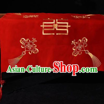 Chinese Traditional Wedding Hair Accessories Ancient Bride Embroidered Chinese Knots Red Cover Headwear for Women