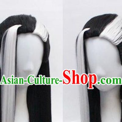 Chinese Ancient Cosplay Swordsman Wigs Traditional Knight Chignon Handmade Wig Sheath