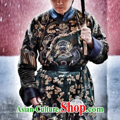 Ruyi Royal Love in the Palace Chinese Ancient Qing Dynasty Court Eunuch Embroidered Costumes and Headpiece for Men