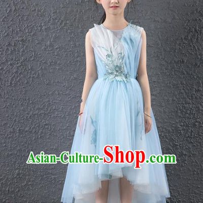 Children Stage Performance Catwalks Costume Ballroom Dance Compere Princess Full Dress for Girls Kids