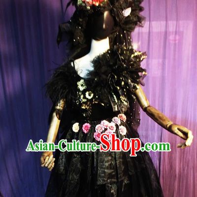 Halloween Cosplay Stage Show Costumes Brazilian Carnival Parade Black Dress for Women