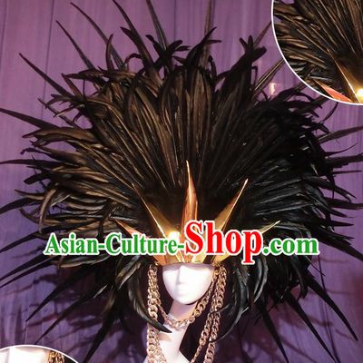 Halloween Cosplay Stage Show Hair Accessories Brazilian Carnival Parade Feather Headwear for Women