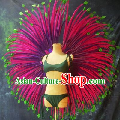 Halloween Cosplay Stage Show Props Accessories Brazilian Carnival Parade Rosy Feather Wings for Women