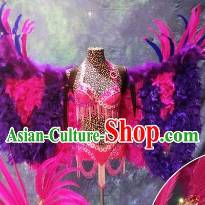 Halloween Stage Show Feather Costumes Brazilian Carnival Parade Swimsuit and Wings for Women