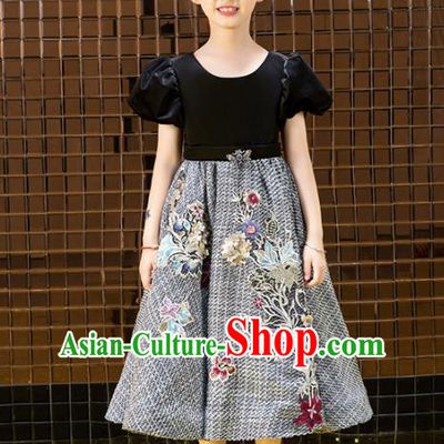 Children Catwalks Princess Costume Compere Stage Performance Full Dress for Girls Kids