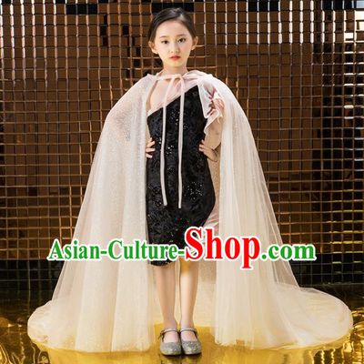 Children Catwalks Princess Costume Stage Performance Compere Full Dress for Girls Kids