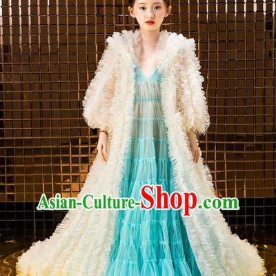 Children Catwalks Princess Costume Compere Modern Dance Full Dress for Girls Kids