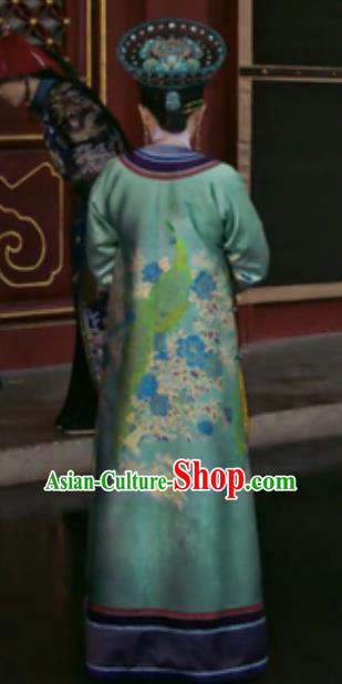 Chinese Ancient Qing Dynasty Manchu Empress Queen Embroidered Costumes and Headpiece Complete Set