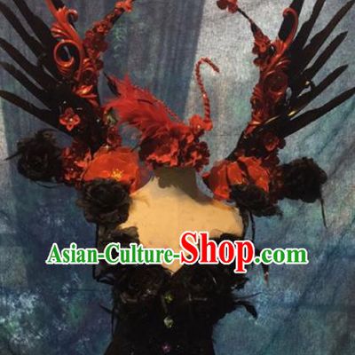 Halloween Cosplay Stage Show Props Catwalks Costumes Brazilian Carnival Parade Feather Wings for Women