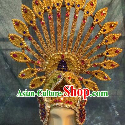 Halloween Cosplay Deluxe Golden Hair Accessories Brazilian Carnival Catwalks Hat Headwear