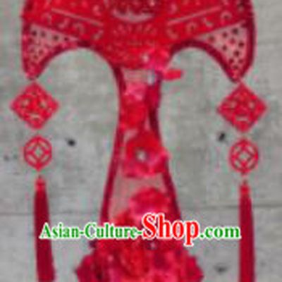 Halloween Cosplay Palace Red Fan Hair Accessories Chinese Catwalks Deluxe Hat Headwear for Women